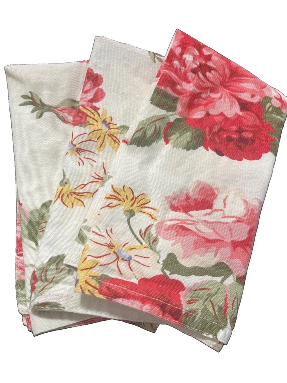 Lauren Ralph Lauren Floral Cloth Dinner Napkins Set of 3 Pink Roses 20x17.5